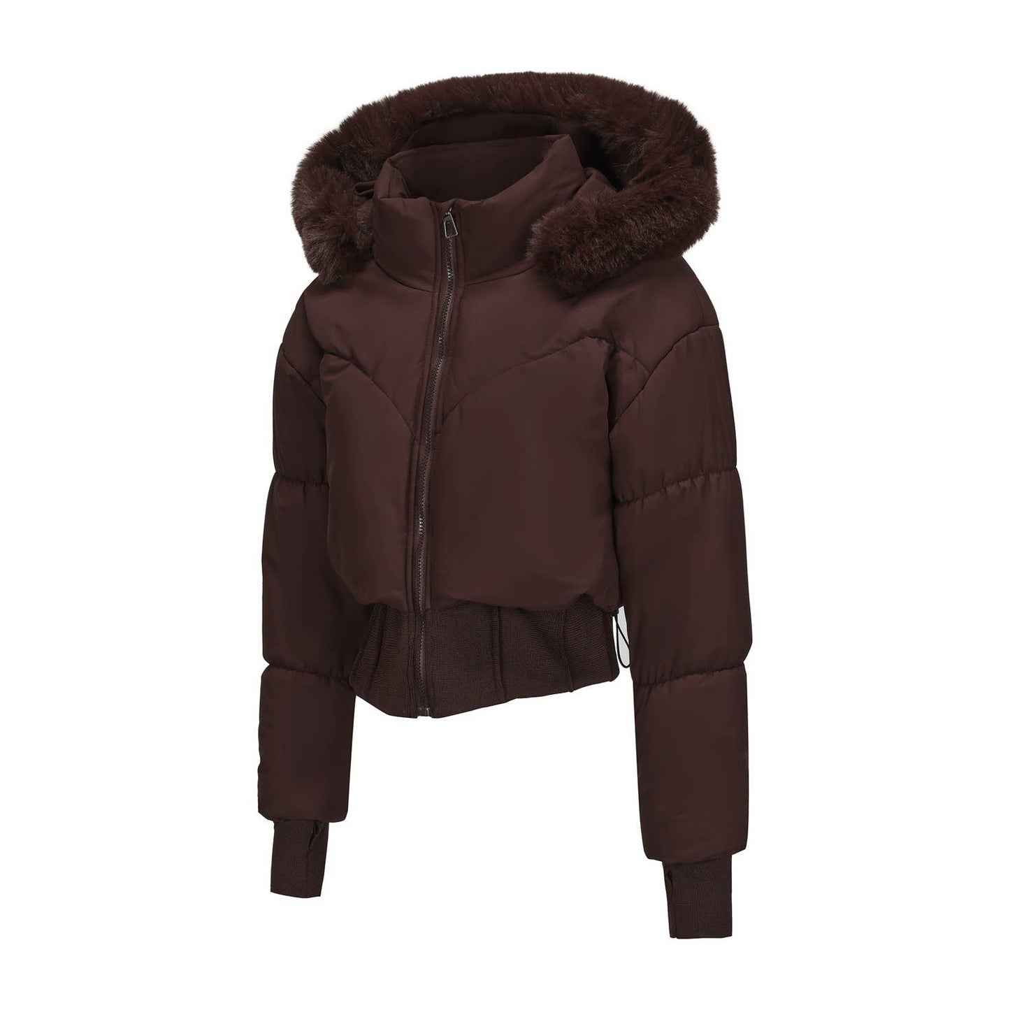 Thick cotton-padded jacket with a cinched waist