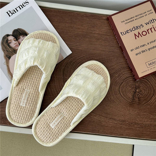 CLOUD PLEATED BUBBLE COTTON LINEN HOME SLIPPERS