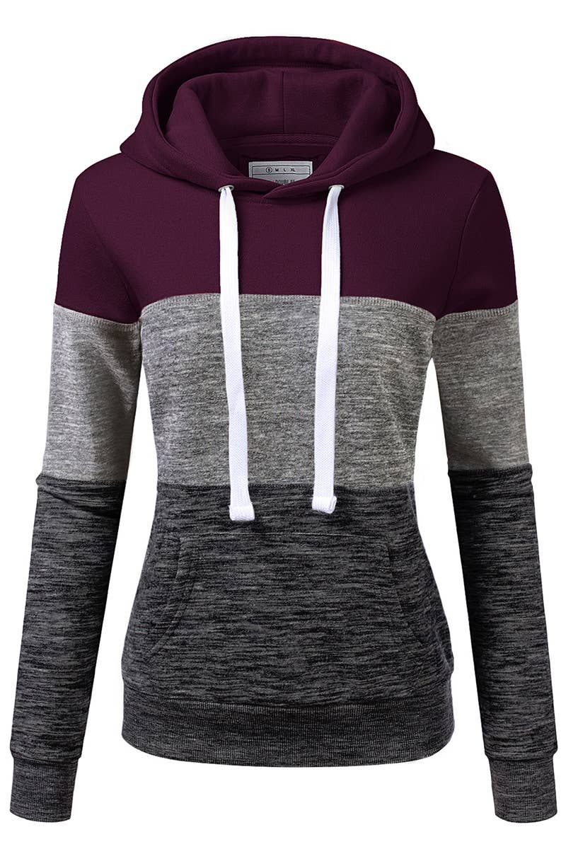 WOMEN COLOR MATCHING CASUAL HOODIE_CWOHOL409
