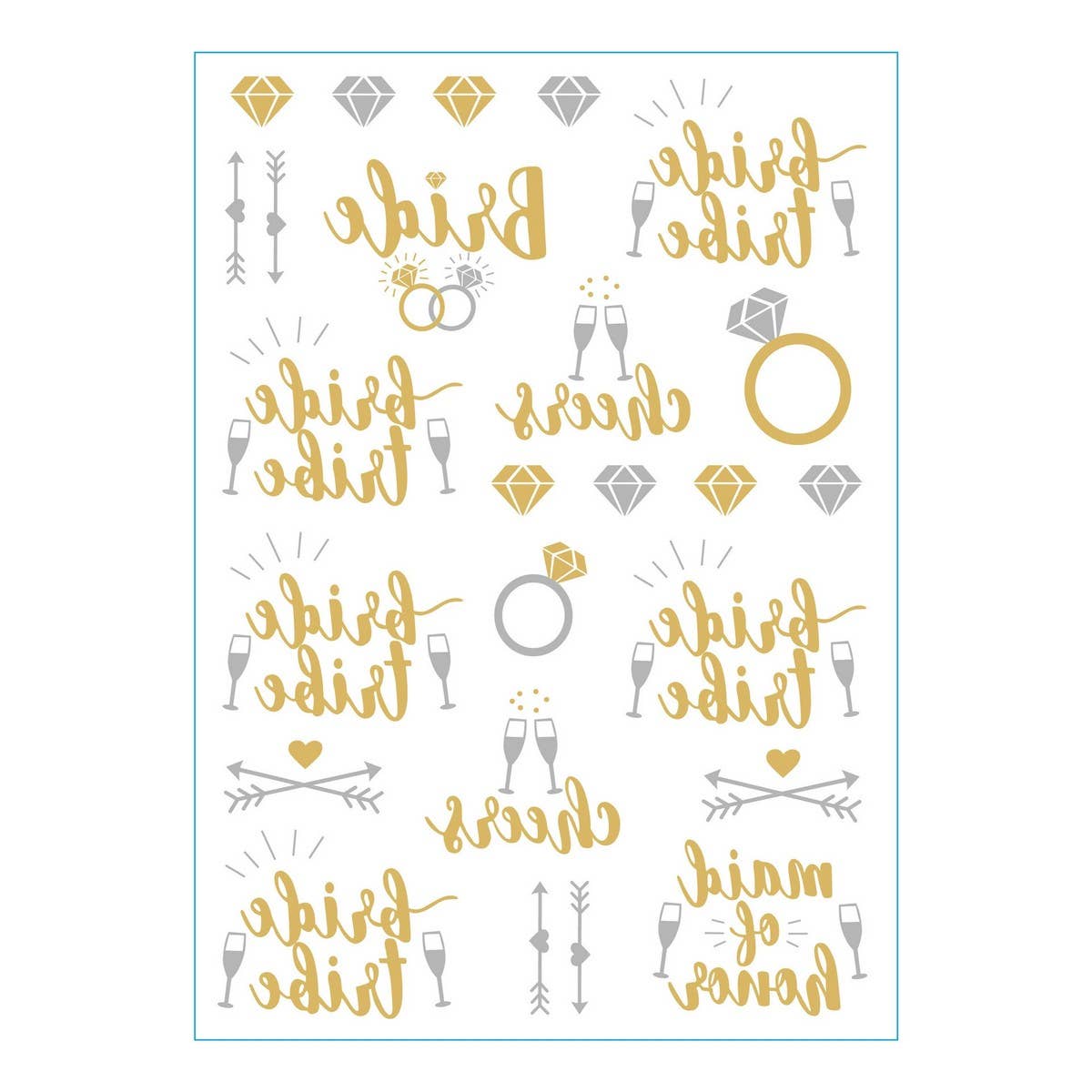 Rose Gold Bride Tattoos ? Metallic Party Stickers