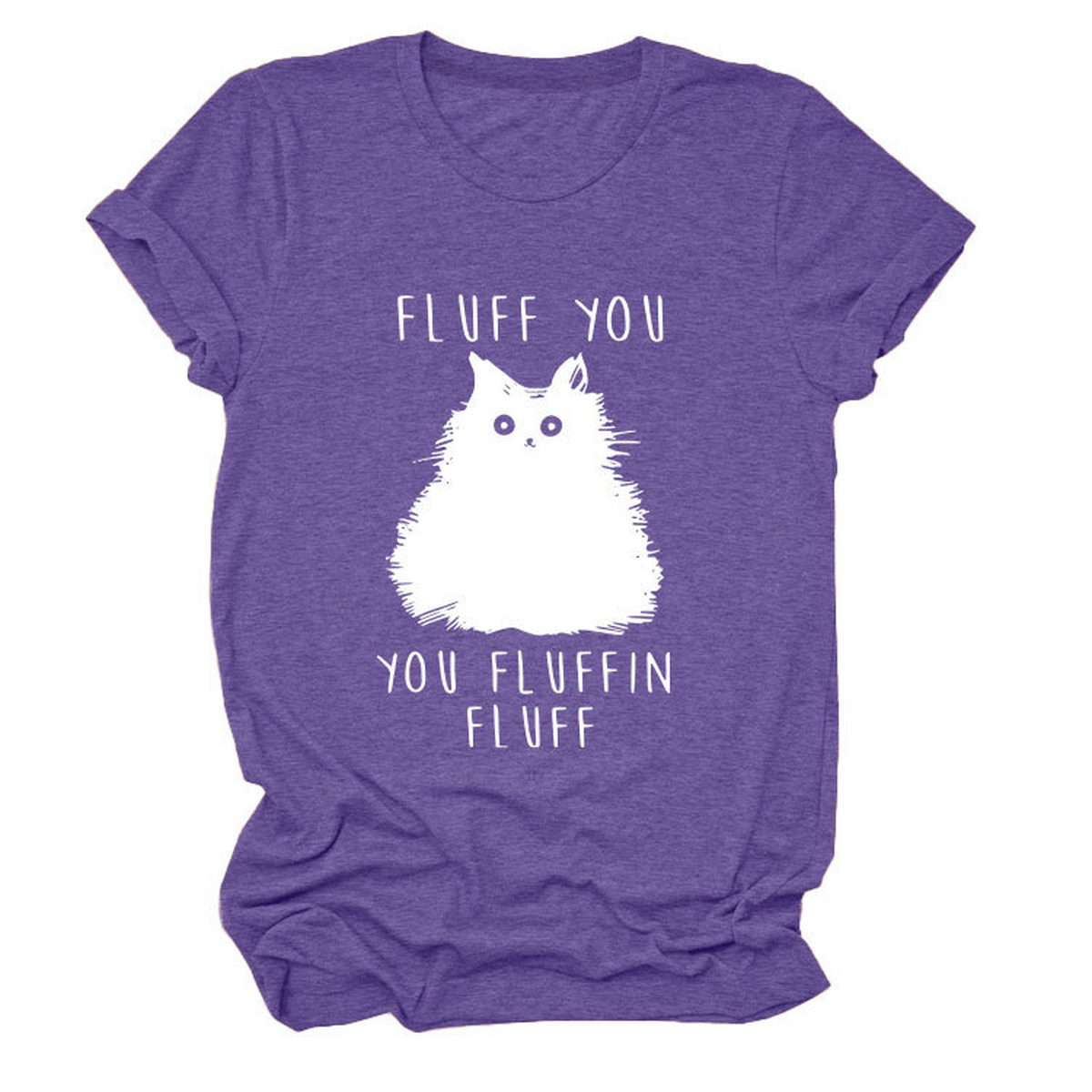 Women??¢s Graphic Tee ??Fluff You Cat Print_CWTTSL0510
