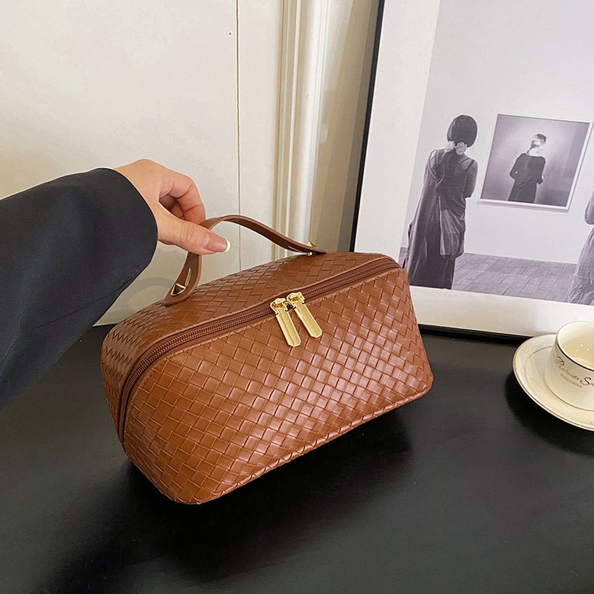 NEW WOVEN PATTERN LARGE CAPACITY COSMETIC BAG_CWAB4385