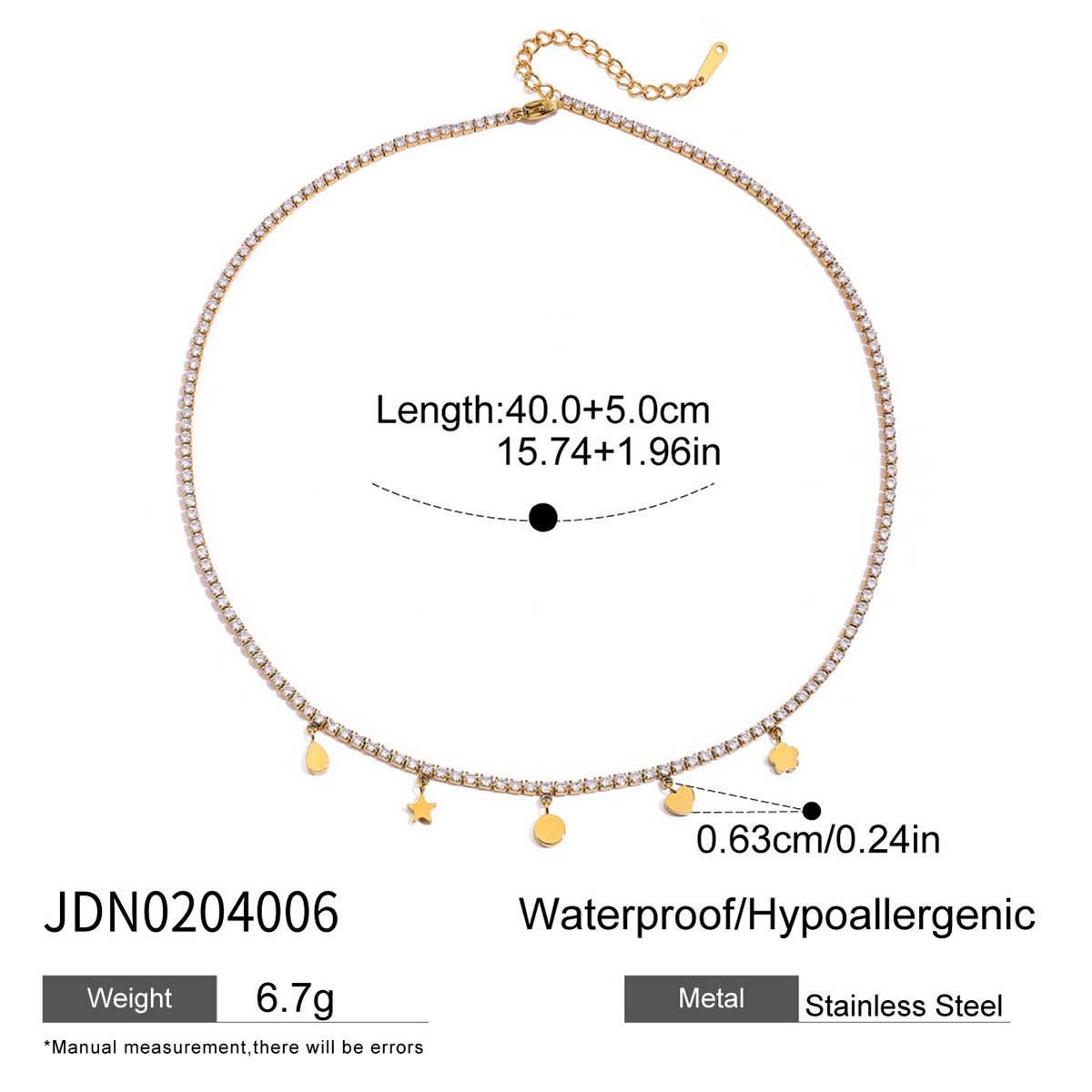 Luxury 18K Gold Star & Heart Zircon Necklace