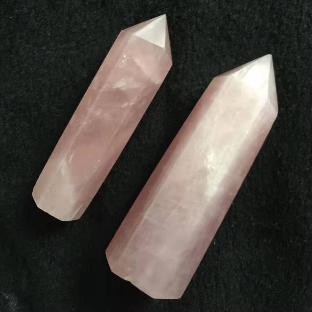 Rose Quartz Crystal Point Hex Tower