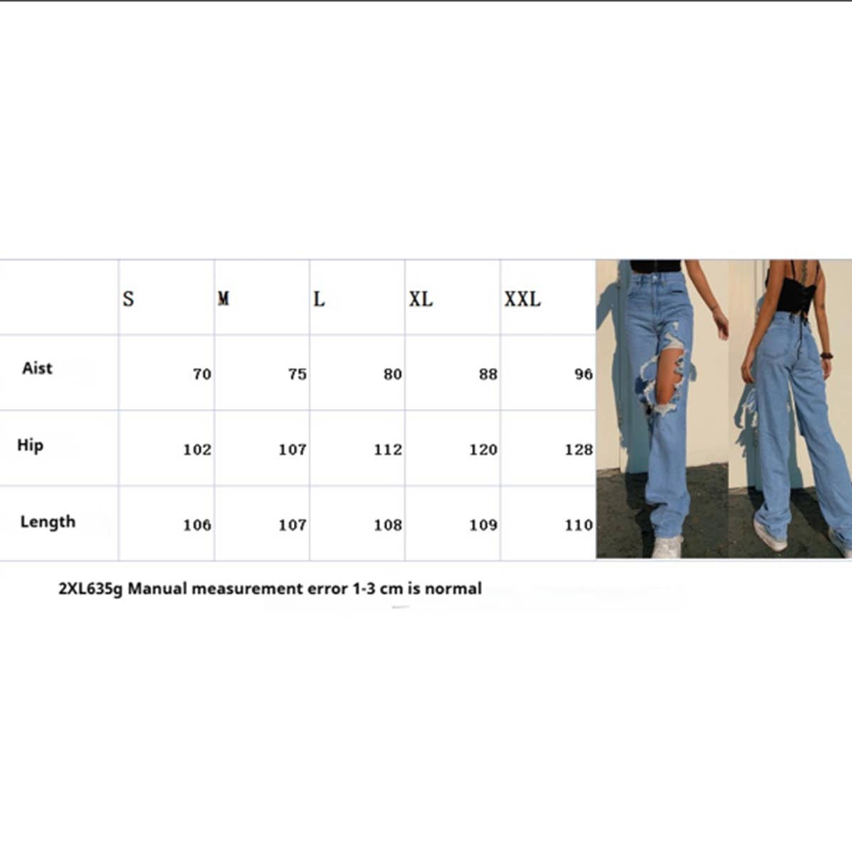 Summer Ripped Denim ??Loose Straight Leg Pants_CWJP0621