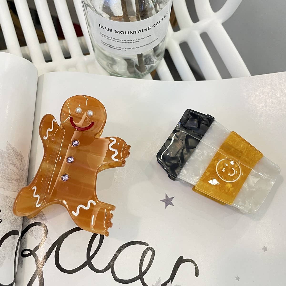 CWAHA4459_CUTE CARTOON GINGERBREAD MAN COFFEE CUP HAIRPIN