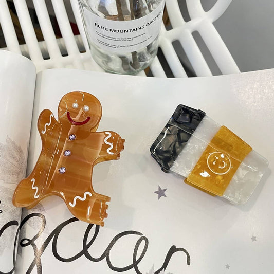 CWAHA4459_CUTE CARTOON GINGERBREAD MAN COFFEE CUP HAIRPIN