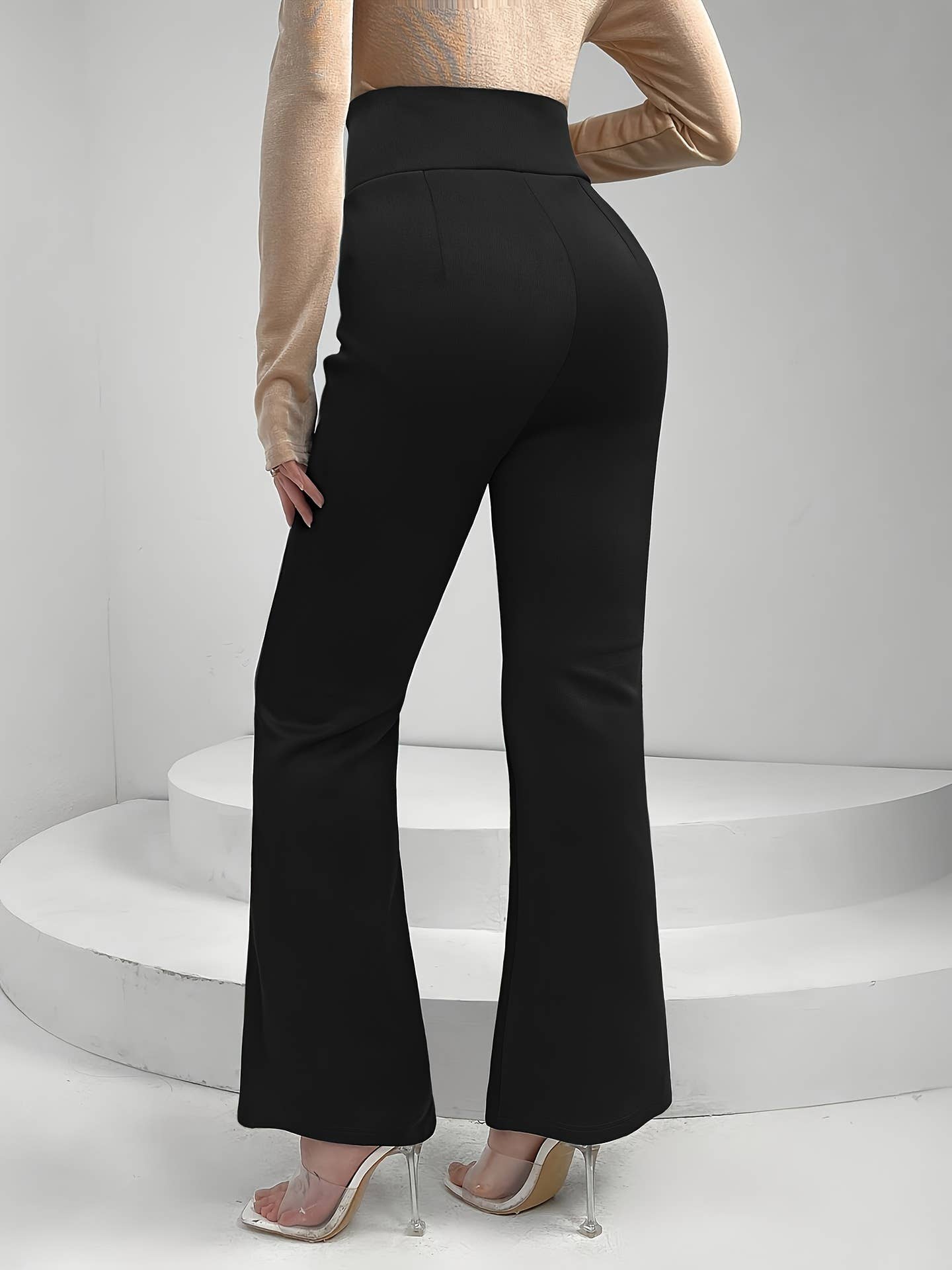 Waist strap adjustable slit micro flare pants