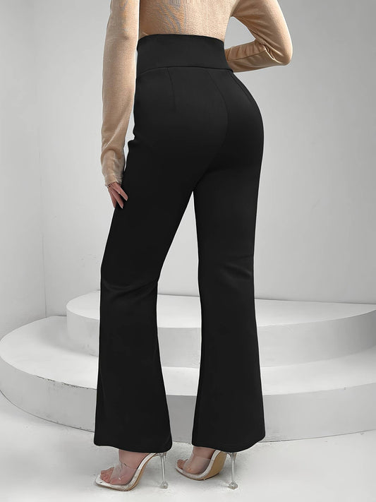 Waist strap adjustable slit micro flare pants