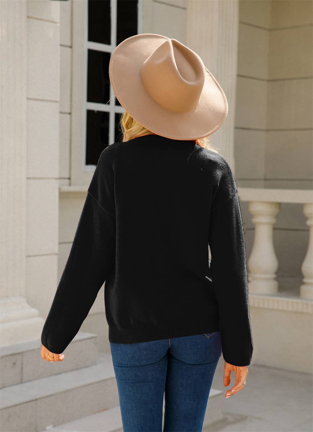 TEMPERAMENT BUTTON KNIT SOLID COLOR CARDIGAN