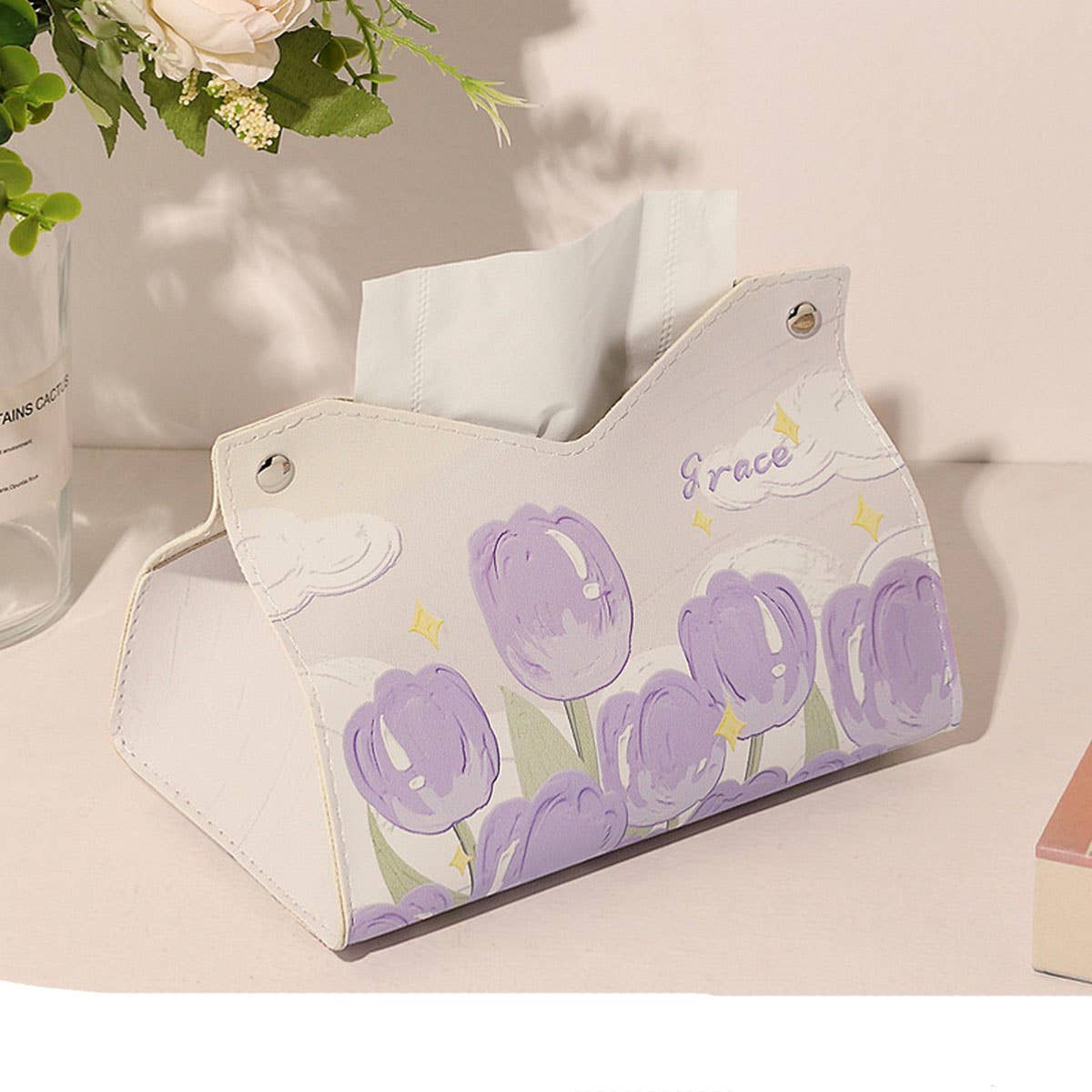 NEW HOME CAR GIRLY TEA TULIP NAPKIN STORAGE BOX
