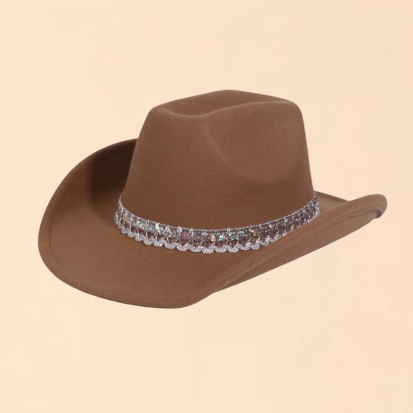 Rhinestone Western Felt Fedora Cowboy Hat_CWAH3647