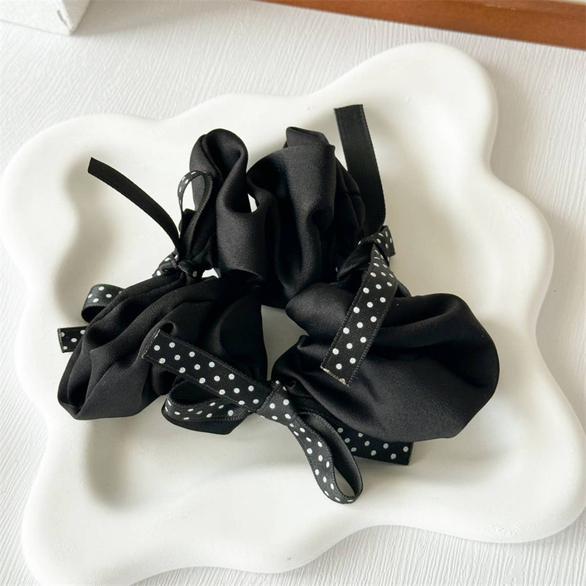 POLKA DOT FRENCH BOW HAIR TIE_CWAHA2428