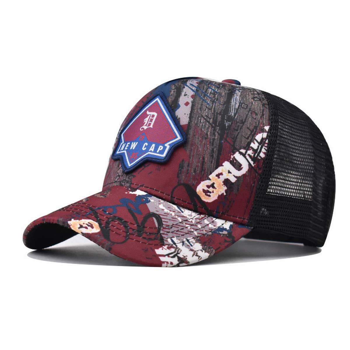 VINTAGE B LETTER PATCH GRAFFITI TRUCKER HAT_CWAH1369