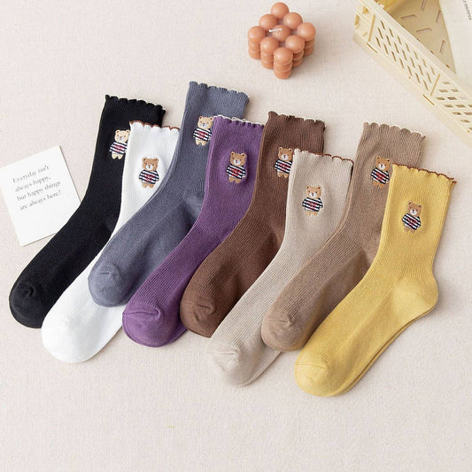 BREATHABLE AND SWEAT-ABSORBENT CARTOON BEAR SOCKS_CWMS1396