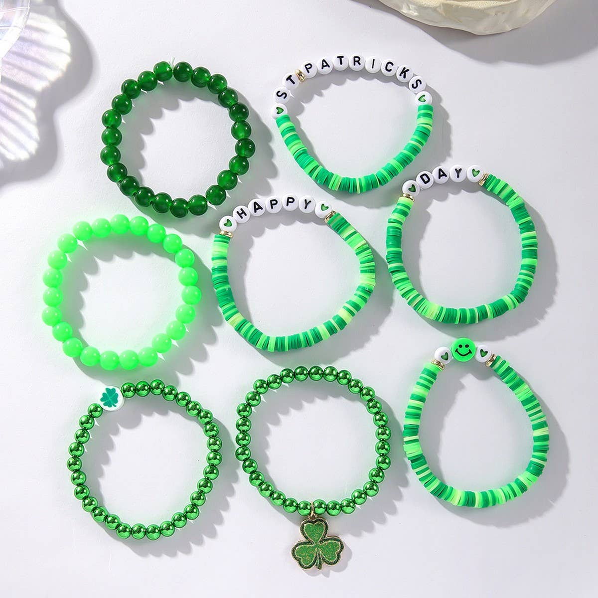 ST. PATRICK'S DAY BEADED LUCKY BRACELET SET_CWMM3503