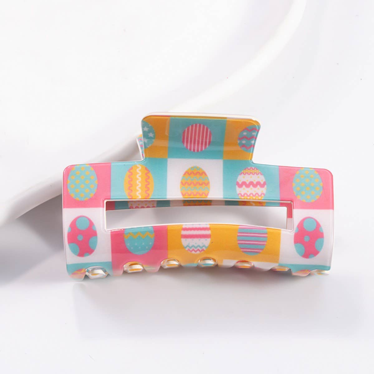 CWAHA1390_COLOR MATCHING PRINTED RECTANGLE HAIR CLAW CLIP
