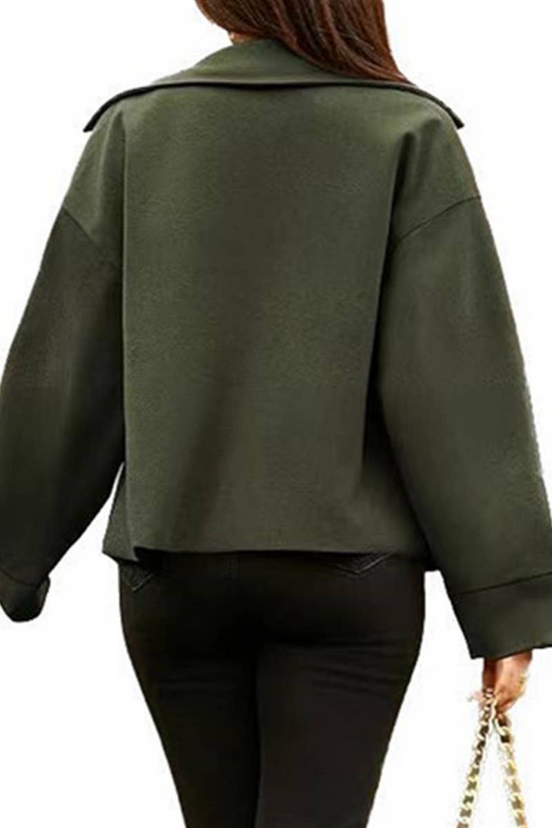 CWOBL0184_SOLID COLOR SHORT LONG SLEEVE BUTTON BLAZER