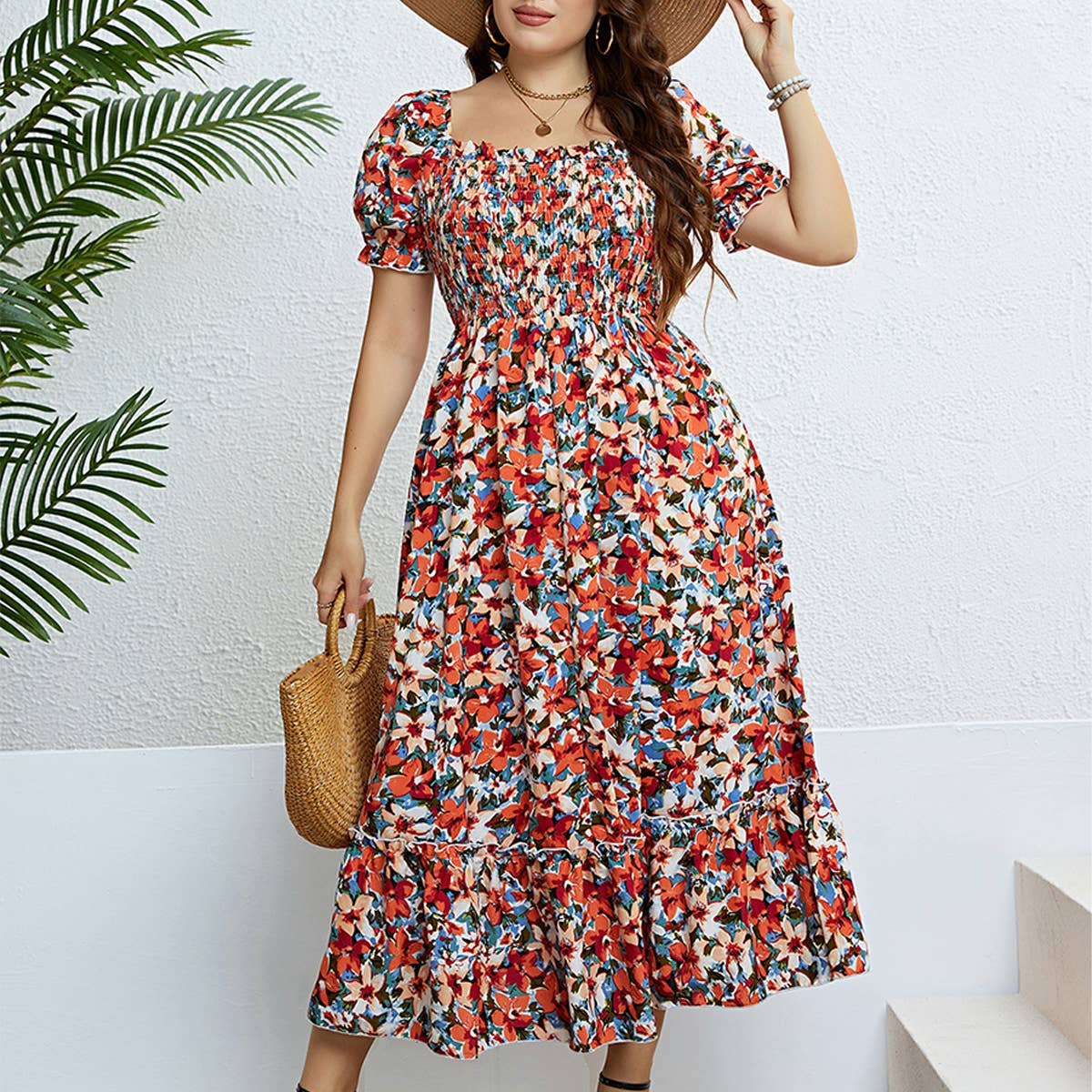 Slim Fit Floral Dress ??Off Shoulder Summer_CWDMD5968