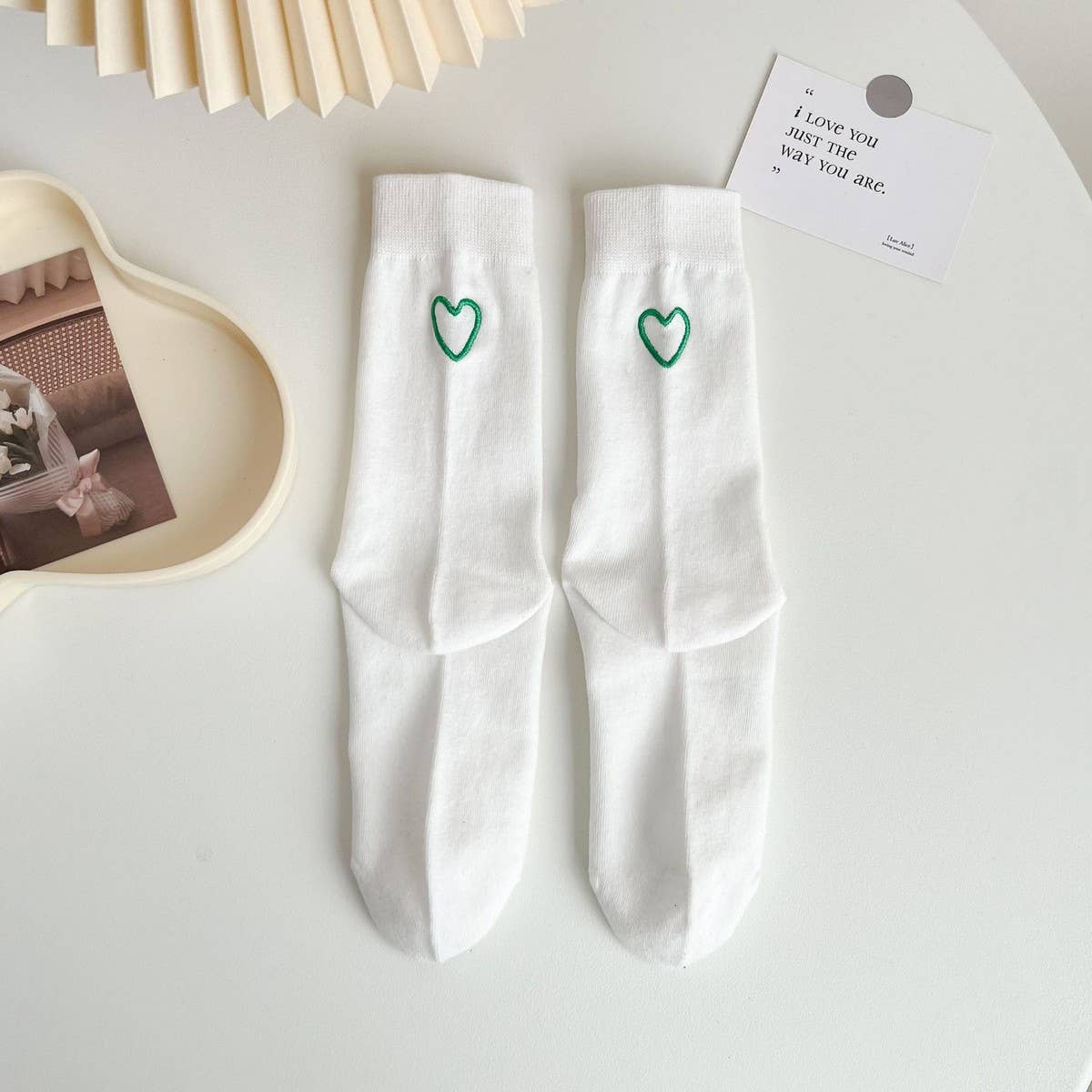 NEW COTTON ALL-MATCH EMBROIDERED LOVE HEART SOCKS