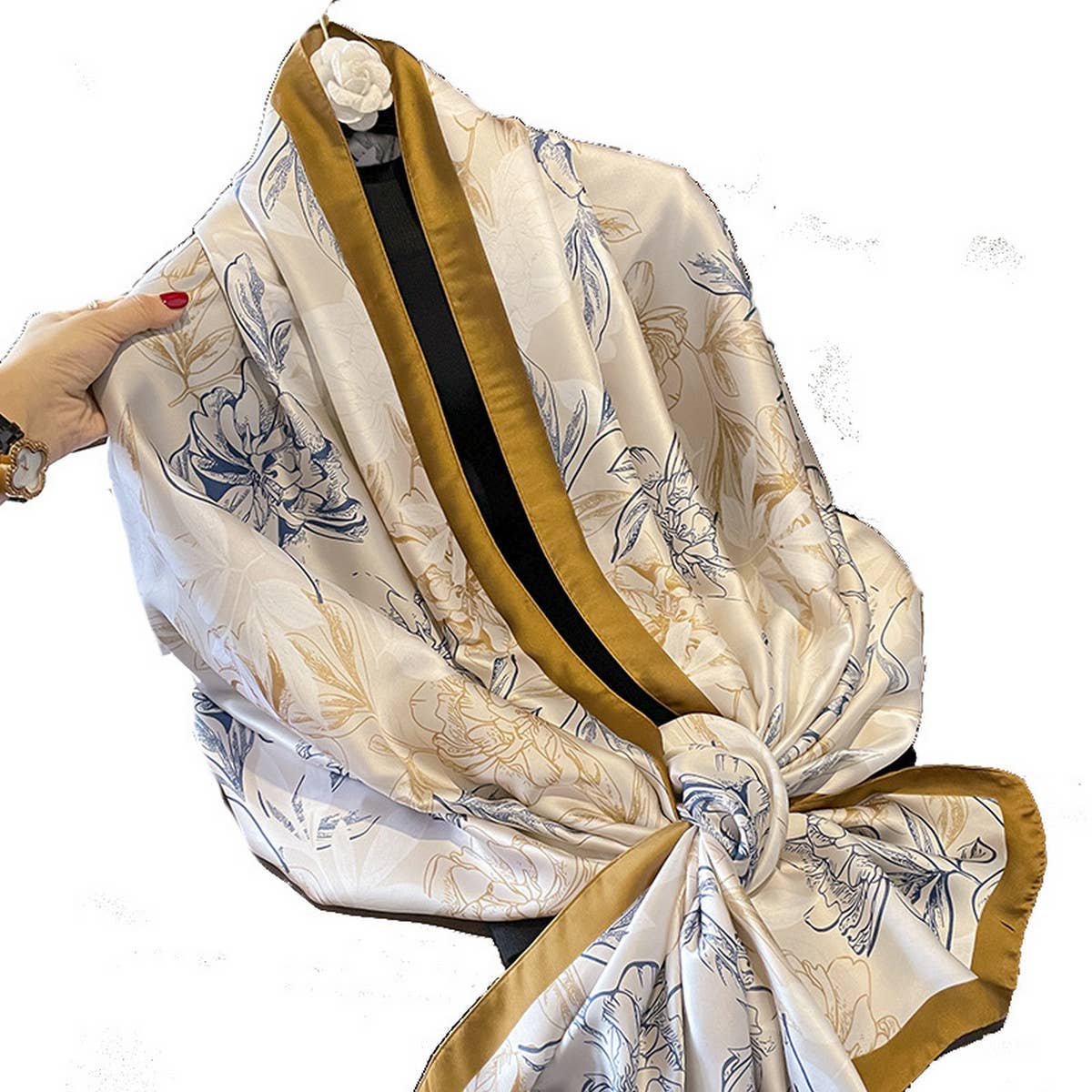 Lightweight Satin Square Scarf for Sun & Travel Wr