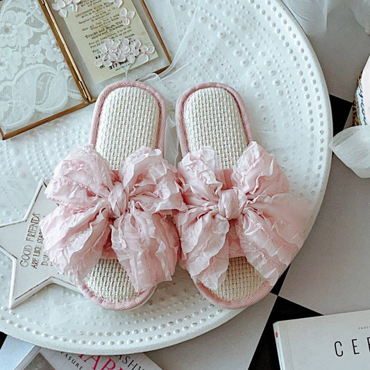 NEW RETRO SWEET BIG BOW SOFT BOTTOM SLIPPERS