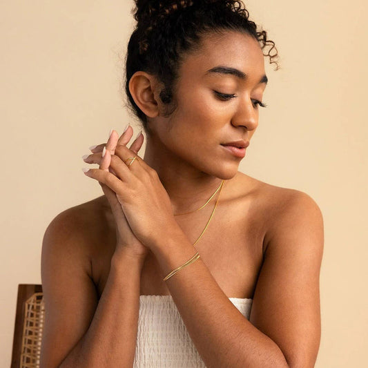 18K Gold Triple Layer Square Snake Chain Bracelet_CWAJE4745