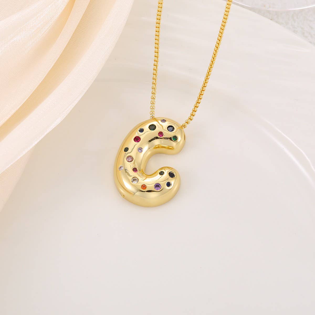 Creative Glossy Colorful Letter Pendant Necklace