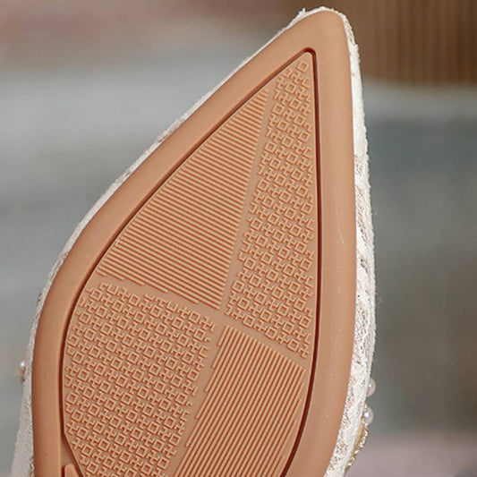 Lace Pearl Ballet Flats for Women, Bridal Style