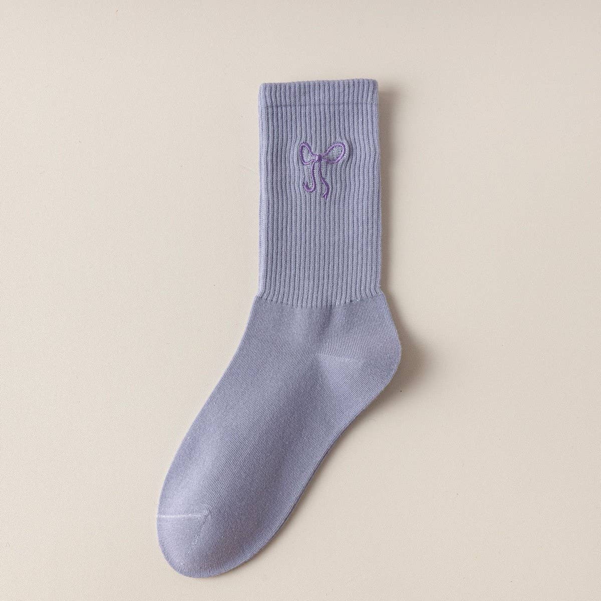 WOMEN'S EMBROIDERED BOW CREW SOCKS