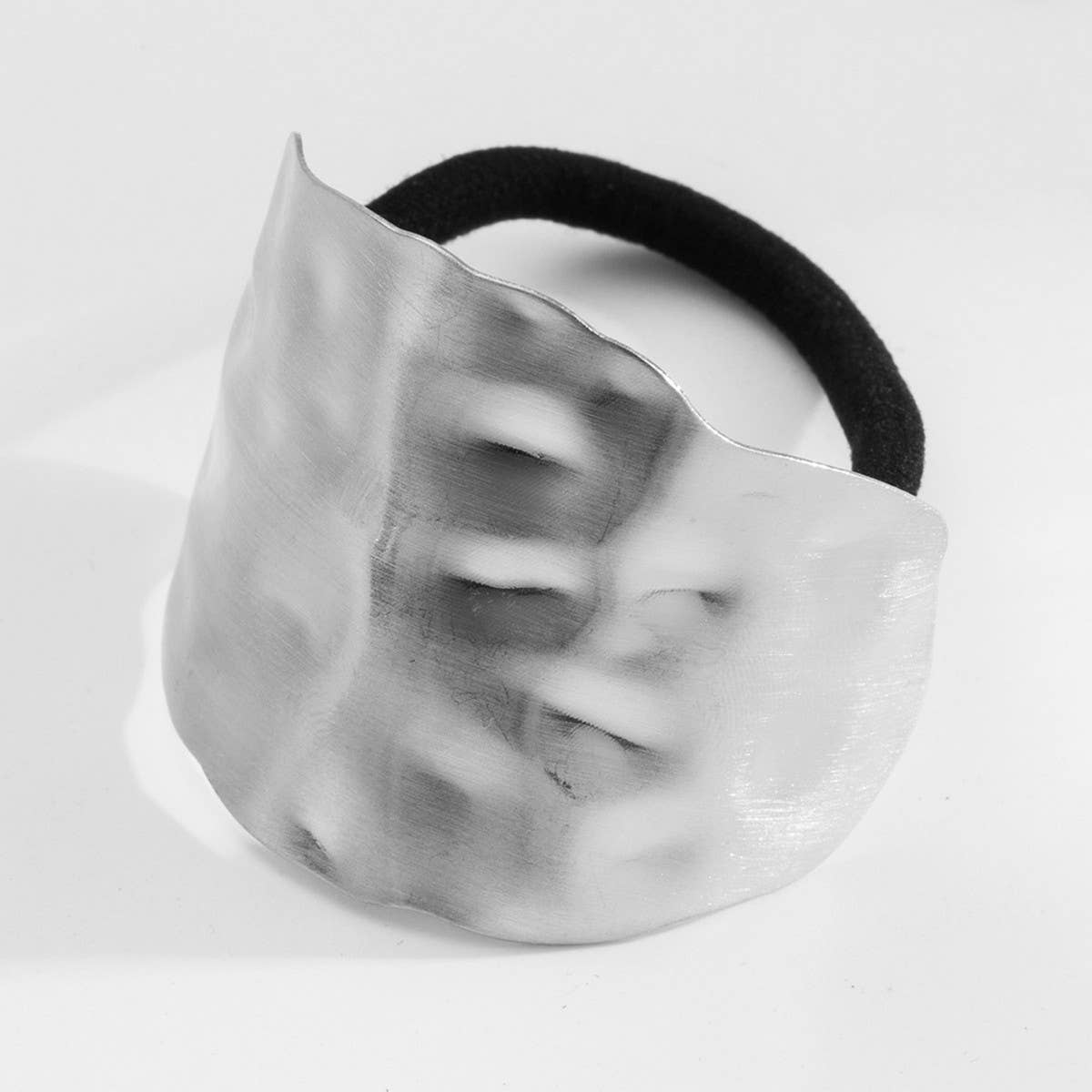 Minimalist Korean Metal Hair Tie, Textured Shine