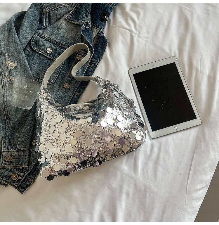 Fashionable sequined large-capacity handbag