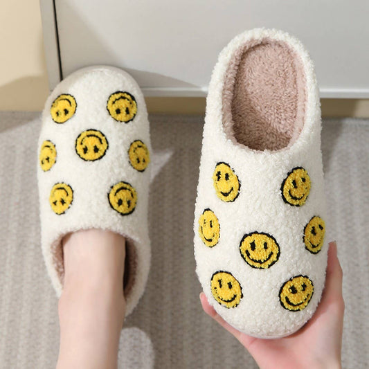 CUTE SEVEN SMILING FACE FUZZY SLIPPERS WOMEN