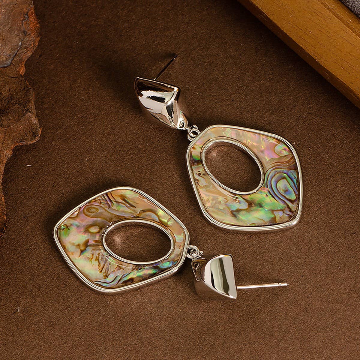 FASHIONABLE COLORFUL NATURAL ABALONE EARRINGS