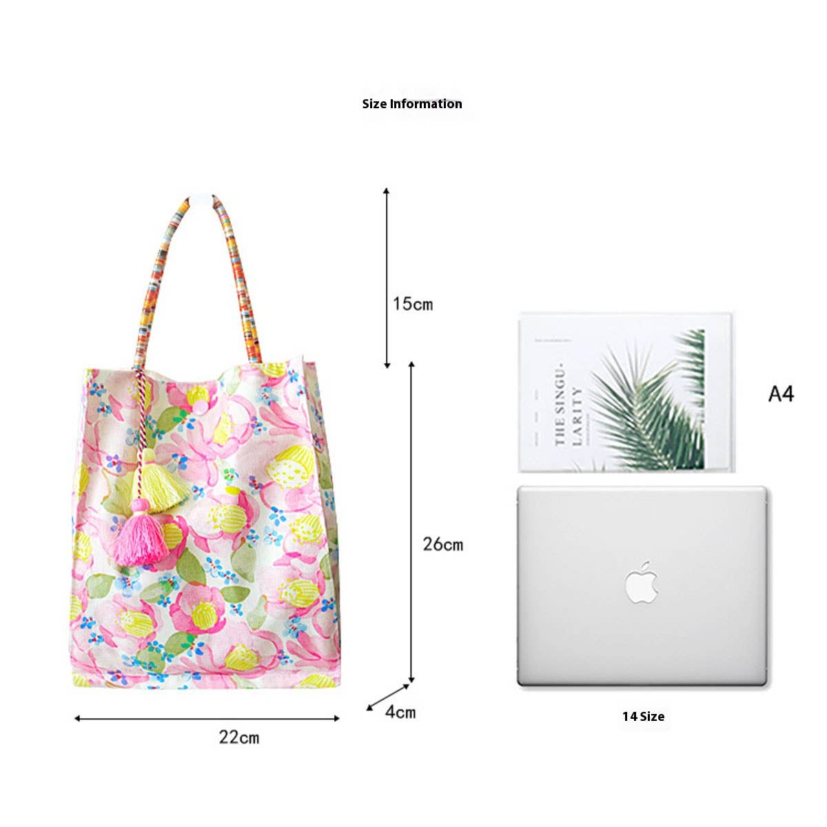 Floral Canvas Tote Bag for Women, Large Size_CWAB5677