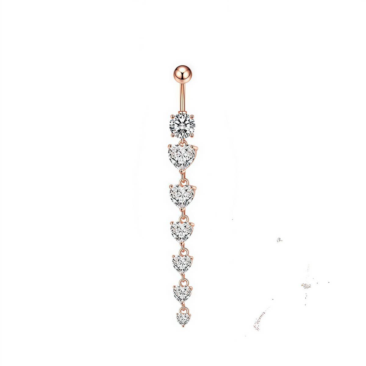 Hot Copper CZ Heart Bar Belly Ring Piercing