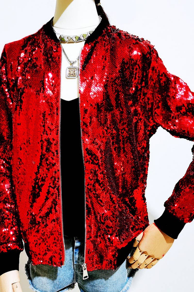 CWOCO1126_SEQUINED LOOSE BEADED BASEBALL COAT