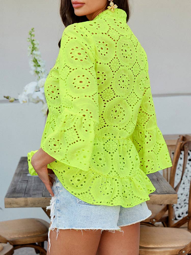 Leisure solid color V-neck single breasted shirt