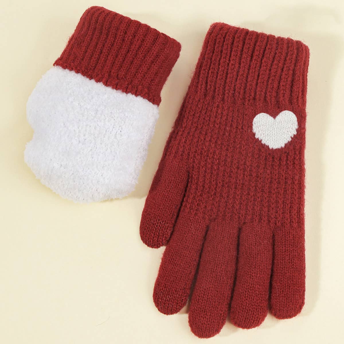 WOMEN HEART JACQUARD KNITTED GLOVES_CWAG0135