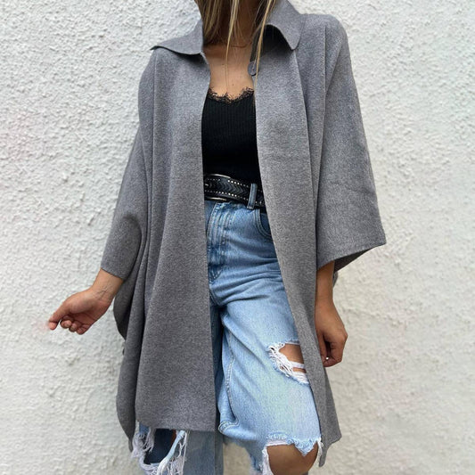 SOLID COLOR CASUAL LOOSE ONE BUTTON TRENCH COAT