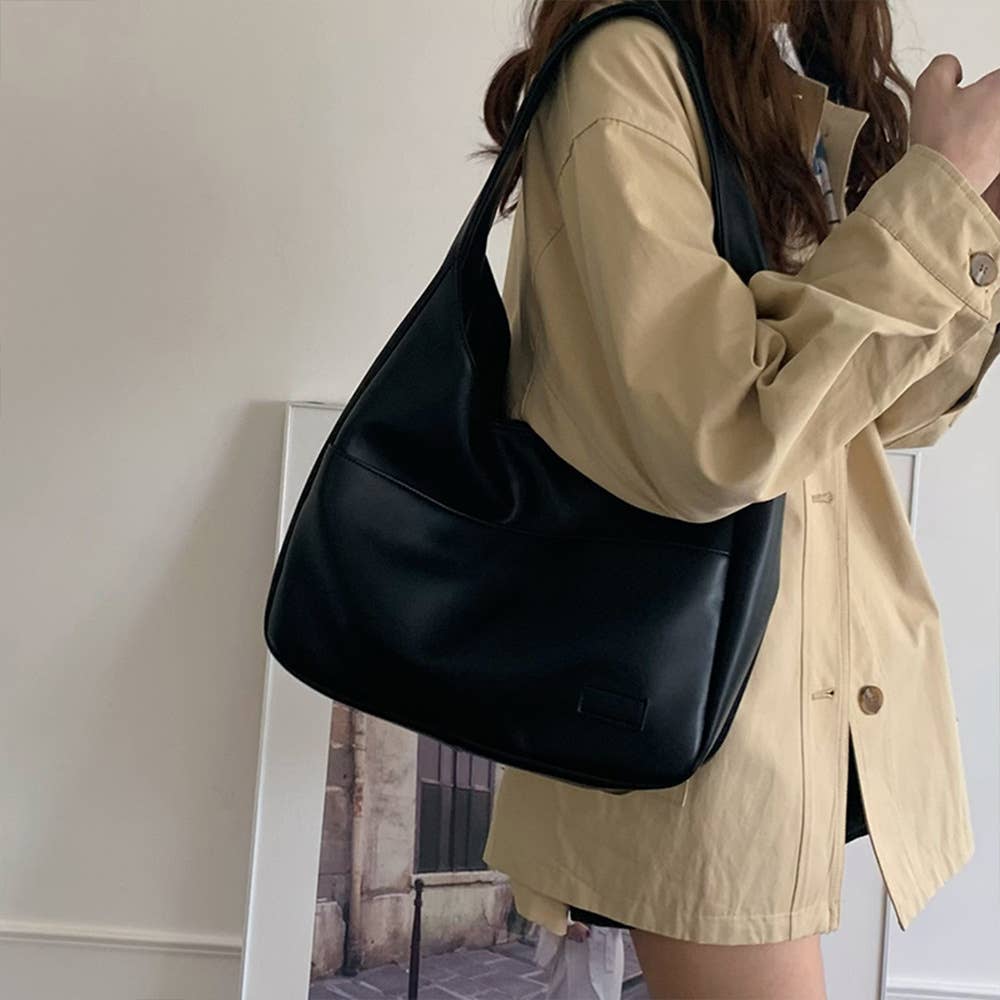 Soft leather bucket bag commuter tote bag