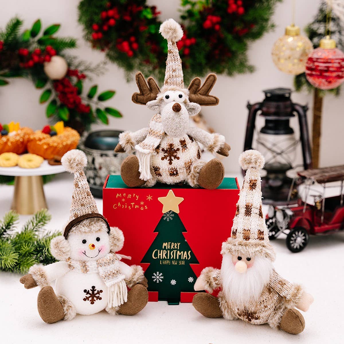 CWMM10299_EUROPEAN KNITTED SANTA SNOWMAN REINDEER ORNAMENT