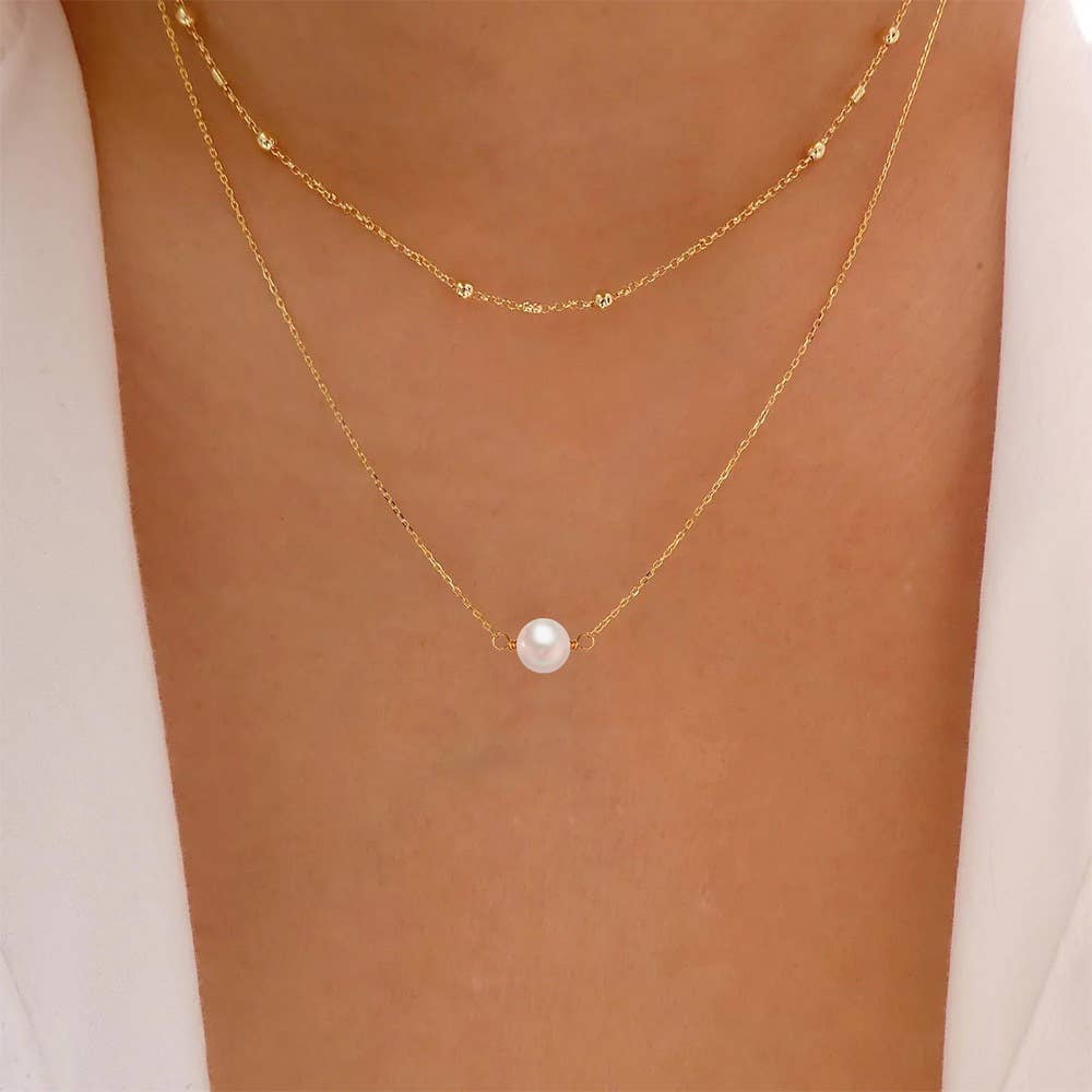 Fashionable simple electroplated pearl necklace