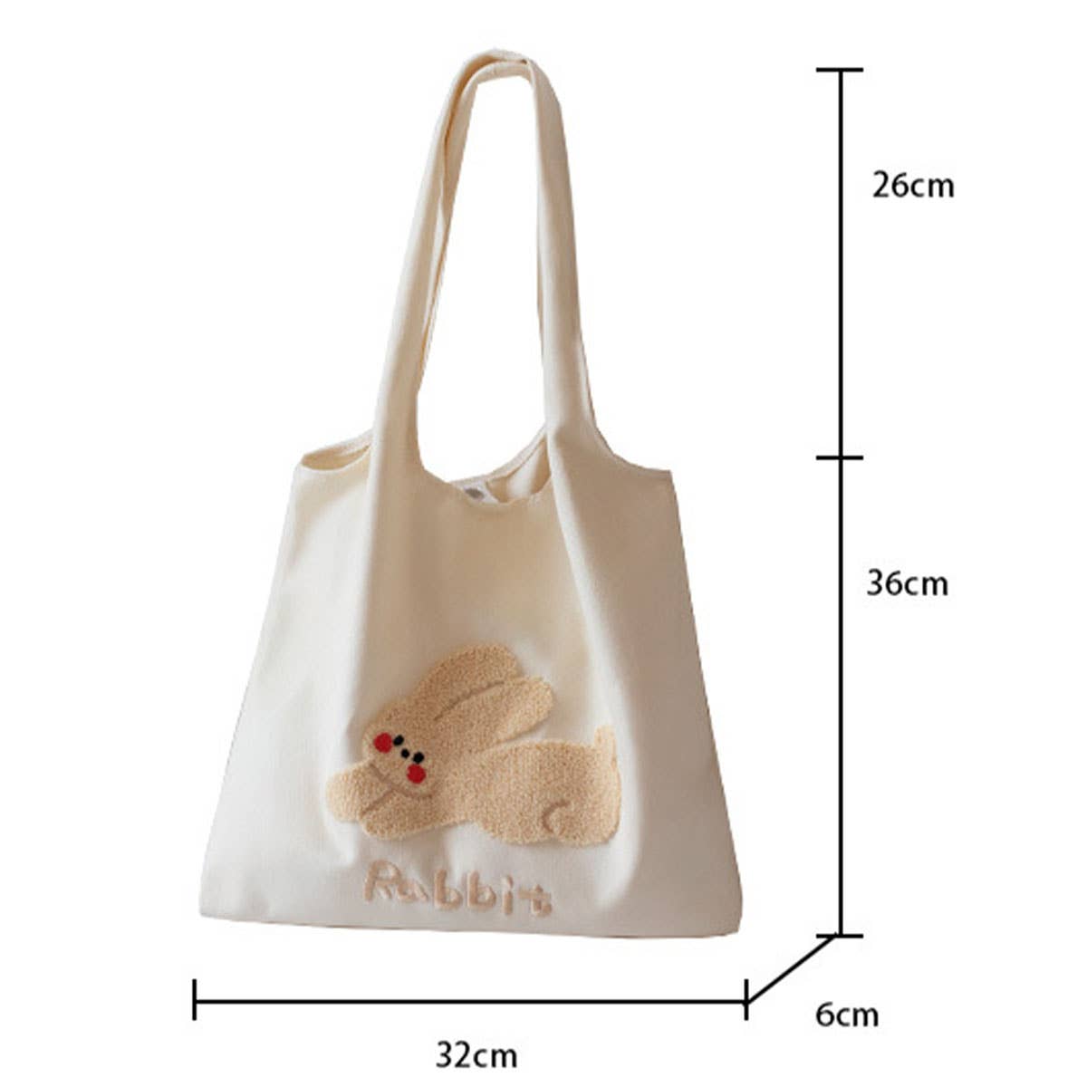 Towel Embroidered Canvas Tote for Girls, Large_CWAB5660