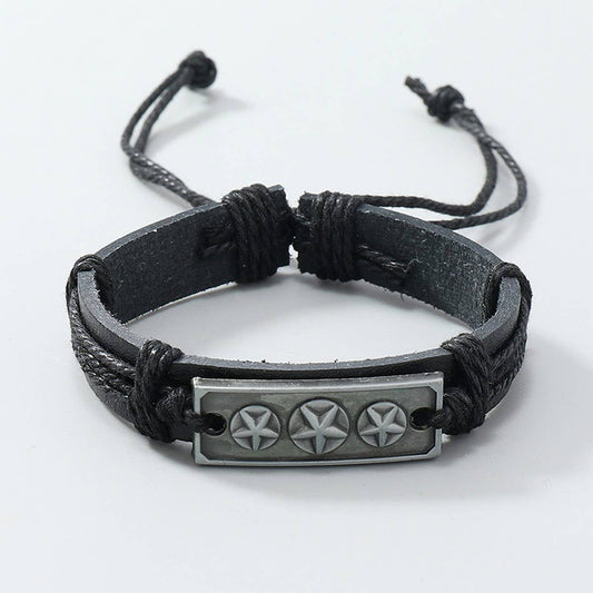 SIMPLE HAND-WOVEN VINTAGE LEATHER BRACELET_CWMM4517