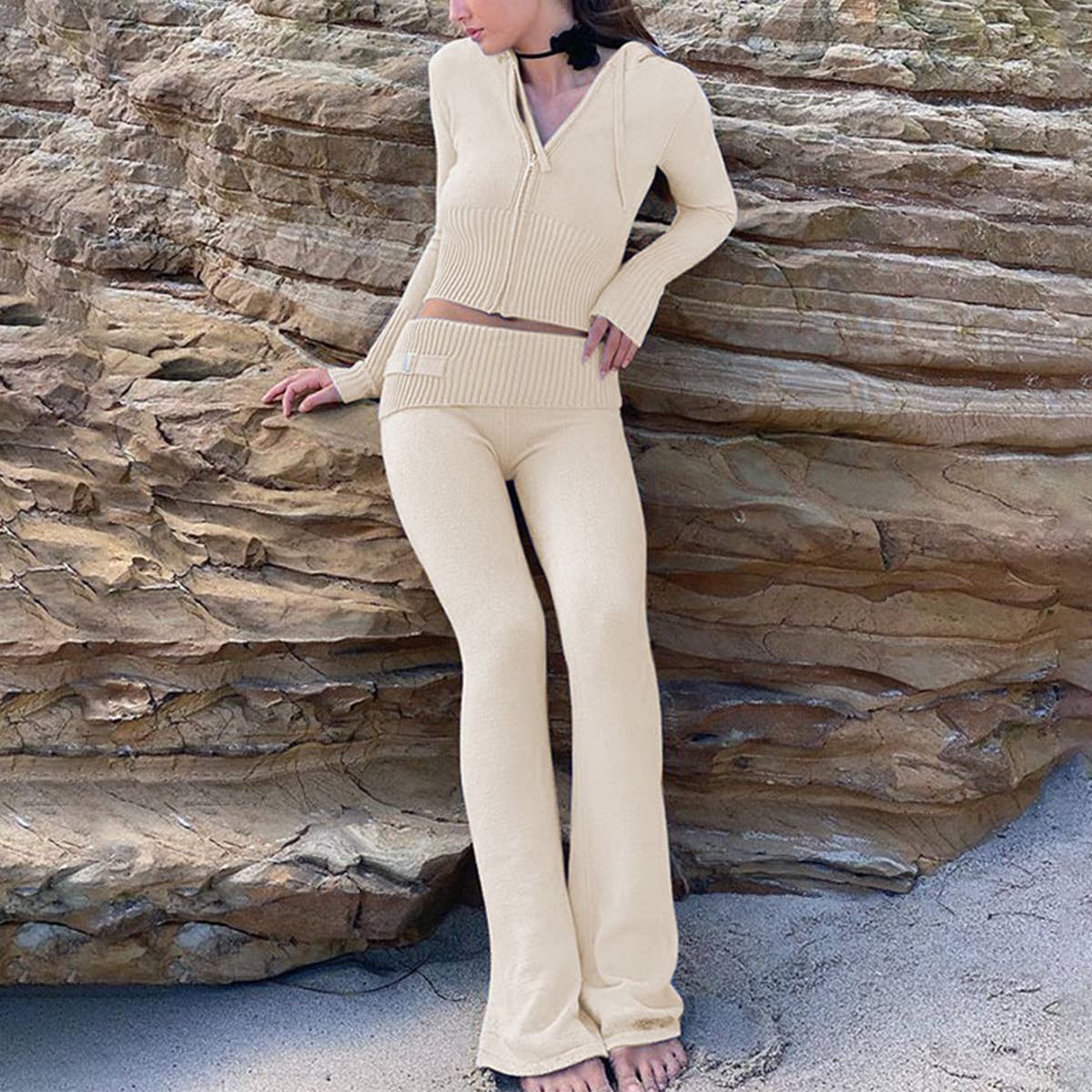 SEXY HIGH-WAISTED LONG SLEEVE PANTS TWO-PIECE SET