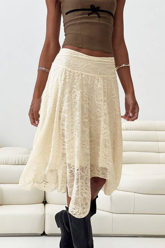 CWBMS0458_SOLID LACE ASYMMETRICAL HEM MIDI SKIRT