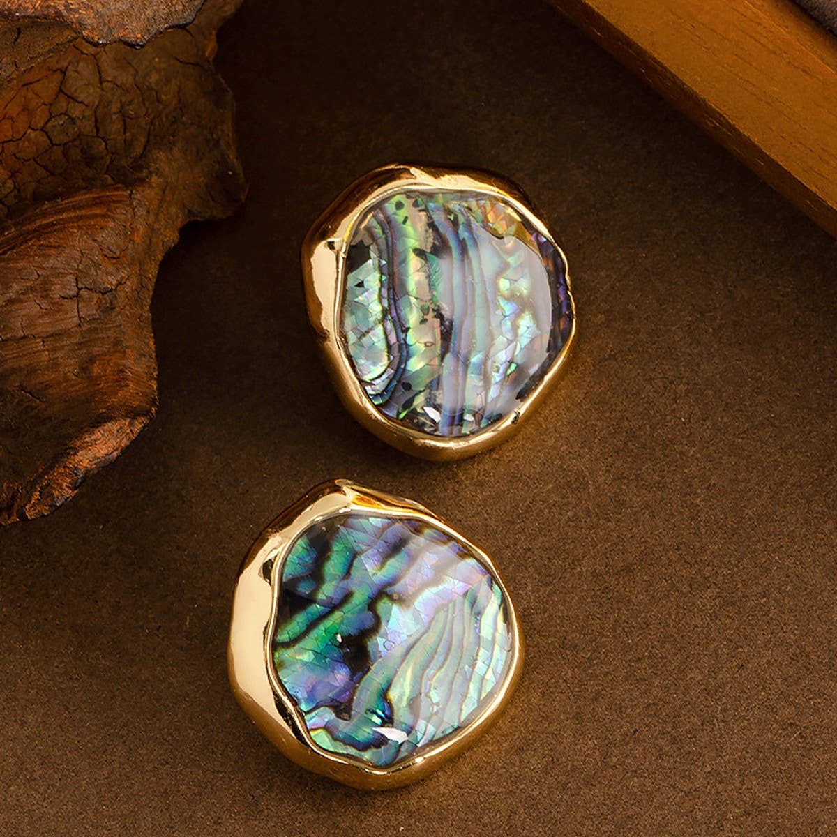 NATURAL ABALONE SHELL SILVER NEEDLE EARRINGS