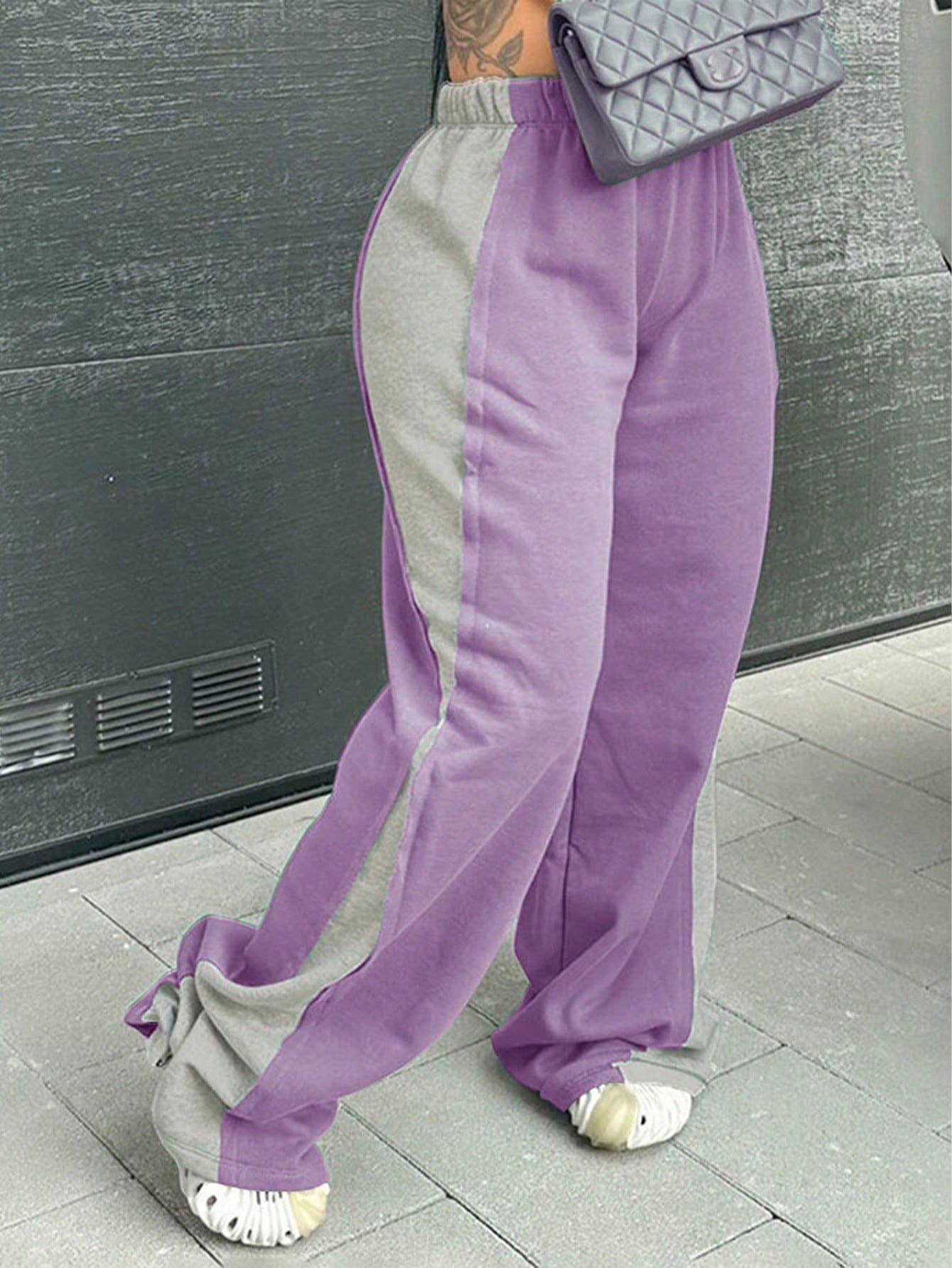 ELASTIC-WAISTED COLOR-MATCHED WIDE-LEG PANTS