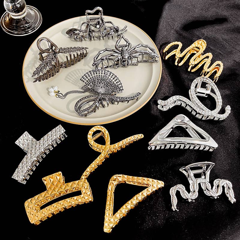 Geometric dark elegant metal clipper hair clips